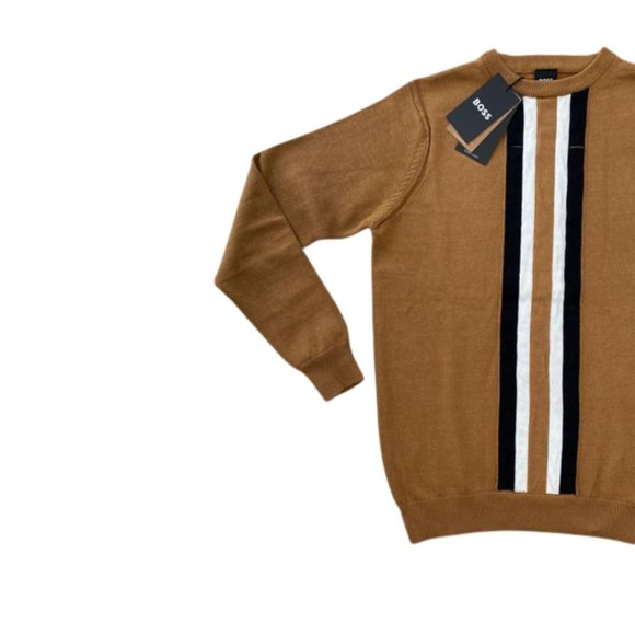 NWT Men's Hugo Boss Signature-Stripe Virgin Wool Sweater Size M, L, XL - Picture 4 of 6